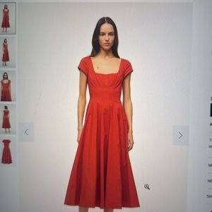 STAUD Vibrant Red Midi Dress